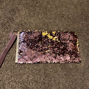 Pink and Gold Sequin Clutch
